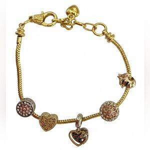 Bee Hearts Golden Pink Charm Bracelet
